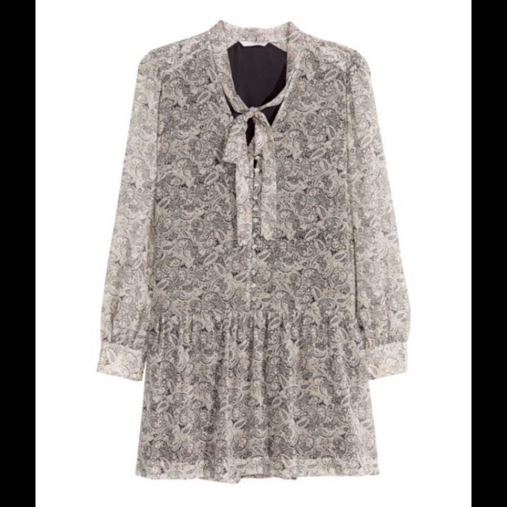 H&M PAISLEY DRESS WITH NECK TIE